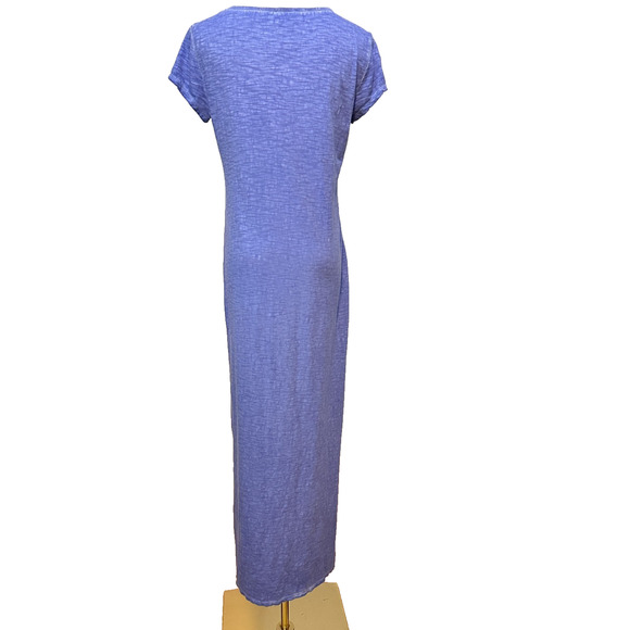 Chico's Blue Cotton Slub T Shirt Side Vent Cotton Maxi Dress Small - Picture 5 of 6